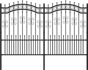 vidaXL Gard de grădină Kampen cu vârf tip suliță, negru, 240x150 cm, oțel
