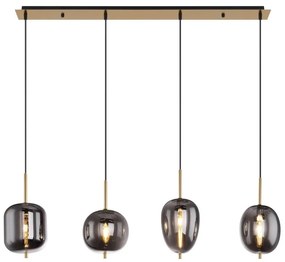 Lustra cu 4 pendule design modern Blacky I negru mat, alama