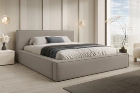 Pat tapițat Nirello 160x200 cu ladă de depozitare - catifea bej Castel 15