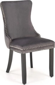 Scaun ALDA, gri/negru, stofa catifelata/lemn, 50x62x95 cm