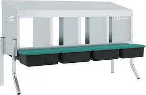 vidaXL Cuib pentru găini cu 4 compartimente și picioare, oțel galvanizat