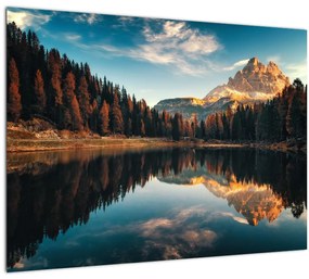 Tablou pe sticlă - Alpi, Italia, Dolomiți, Lago Antorno (70x50 cm)