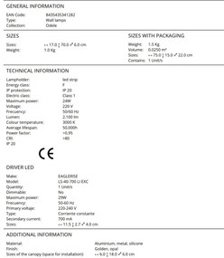 Aplica de perete LED design ultra-modern Odele auriu