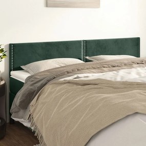 346001 vidaXL Tăblii de pat, 2 buc, verde închis, 100x5x78/88 cm, catifea