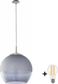 BRILAGI - LED lustru pe cablu RETRO GLASS 1xE27/60W/230V crom mat/gri fumuriu