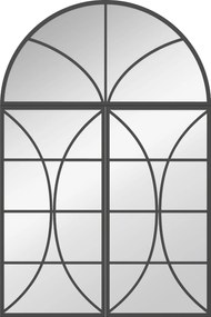 HOMCOM Oglindă de perete arcuită 80 x 120 cm, set de 3 bucăți, oglindă tip vitraliu în formă de fereastră, sticlă securizată și metal, negru | Aosom Romania
