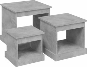 vidaXL Măsuțe de cafea, 3 buc., gri beton, lemn prelucrat