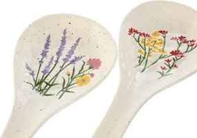 Set 2 suporturi pentru lingură din porțelan cu motive florale, 10×27,5×2,7 cm, „Bloom"