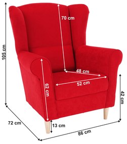 Fotoliu, textil roşu, CHARLOT