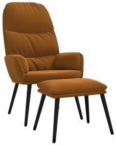 3097361 vidaXL Scaun de relaxare cu taburet, maro, catifea