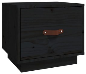 818293 vidaXL Noptieră, negru, 40x34x35 cm, lemn masiv de pin