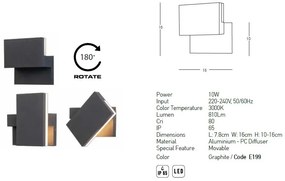 Aplica LED iluminat exterior ambiental IP65 Nuria