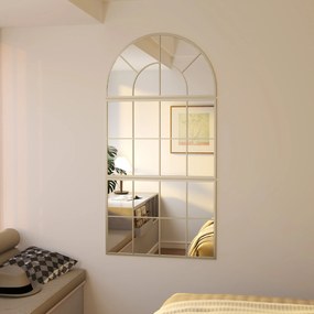 HOMCOM Oglindă de perete arcuită oglindă de perete în formă de fereastră set de 3 piese cadru din metal 76 x 150 cm auriu | Aosom Romania