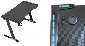 Masa profesionala gaming cu acoperire fibra de carbon, iluminat LED