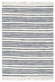 Covor Chindi tesut manual, albastru si alb, 200x290 cm, bumbac Albastru, 200 x 290 cm