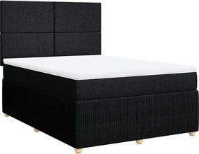 vidaXL Pat box spring cu saltea, negru, 160x200 cm, textil