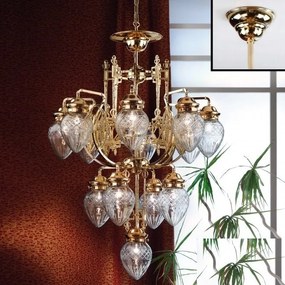 Candelabru cu 13 brate, elegant design LUX Budapest, auriu LU 1440/8+4+1 gold/411 klar-Schliff OR