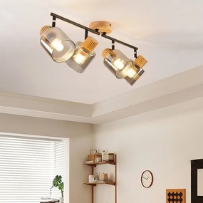 Brilagi - Lampă spot HYGGE 4xE14/15W/230V lemn de cauciuc/fumuriu