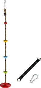 AIYAPLAY Frânghie de Cățărat, Kit Leagăn pentru Copii cu Suporturi și Disc, Parcurs cu Obstacole pentru Grădină, Roșu | Aosom Romania