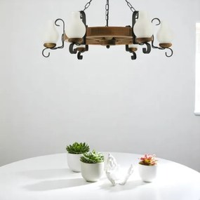 Lustră pe lanț Brilagi ROATA 6xE14/40W/230V fag