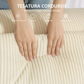 HOMCOM Canapea 3 Locuri Extra Profundă 65 cm, Modulară Fără Structură cu Perne Groase, Cotiere Largi și 2 Perne, Sofá Modern din Catifea pentru Living și Sufragerie, Bej | Aosom Romania