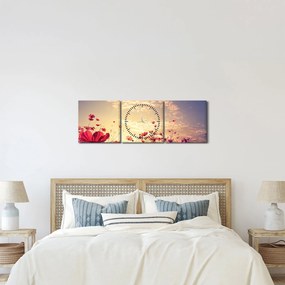 Tablou - Lunca cu flori (cu ceas) (90x30 cm)