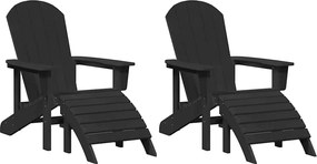 vidaXL Scaun pentru Grădină 2 pcs Negru 83 x 74 x 92 cm Polietilenă