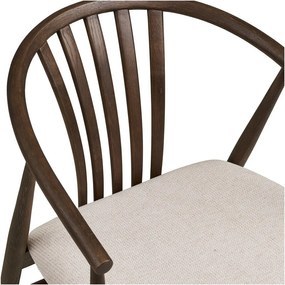 Scaun de dining maro închis cu cotiere din lemn de stejar Agustin – House Nordic