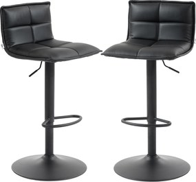 HOMCOM Set de 2 taburete de bar reglabile pe înălțime cu șezut rotativ din PU 44 x 45 x 85-106 cm negru | Aosom Romania