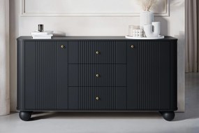 Comoda cu sertare Versper 160 cm - negru / aurii mânere