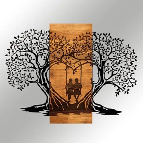 Decorațiune de perete 76x58 cm lemn/metal copaci