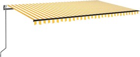 vidaXL Copertină retractabilă automat, galben și alb, 500x350 cm