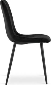 Scaun din catifea neagra LAVA ONYX cu picioare negre