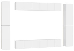 3078665 vidaXL Set dulapuri TV, 10 piese, alb, lemn prelucrat