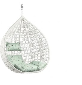 Scaun suspendat alb KOKON fara suport, perna verde deschis cu model