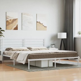 352372 vidaXL Cadru de pat metalic cu tăblie, alb, 180x200 cm