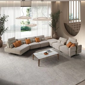 Coltar modular LUX design italian cu sezlong dreapta Velvet sand