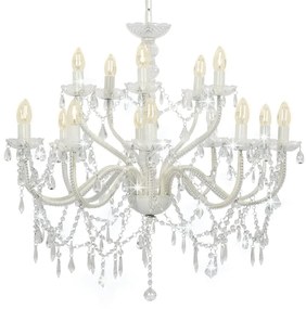 vidaXL Candelabru cu 2 rânduri, alb, becuri 15 x E14