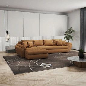 Colțar extensibil dumonde cu ladă de depozitare si sezut confortabil din spuma high-density, Loana XL Enjoy Mango 335x185 cm