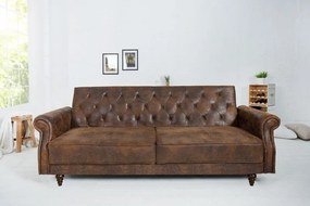 Canapea extensibila design Chesterfield, Maison Belle Affaire 220cm, maro antic