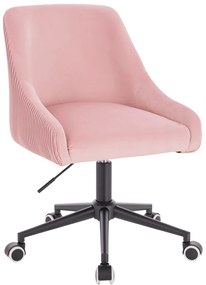 HR920K Scaun Roz Pudra din Catifea cu Bază Neagră