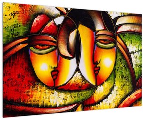 Tablou - Pictură în ulei, chipuri abstracte (90x60 cm)