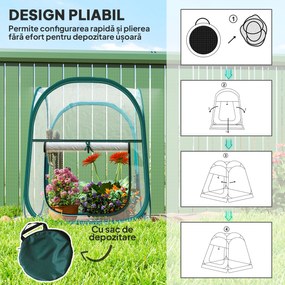 Outsunny Seră Mică Portabilă cu Design Pop-up și Geantă de Depozitare, 70x70x80 cm, Transparent | Aosom Romania