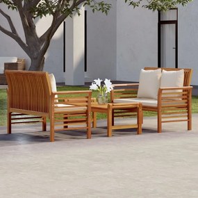 3058095 vidaXL Set mobilier de grădină cu perne, 3 piese, lemn masiv de acacia
