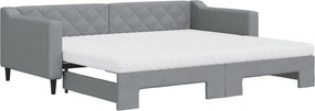 vidaXL Pat de zi cu extensie și saltele, gri deschis 90x200 cm textil