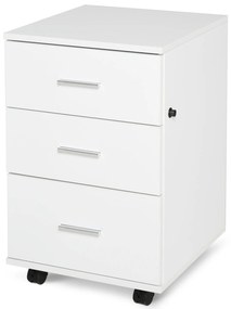 HOMCOM Corp de Birou Depozitare Birou pe Roți 3 Sertare Blocabile 40 x 40 x 61,5 cm Alb | Aosom Romania