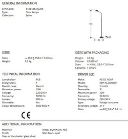 Lampadar/Lampa de podea LED design modern Esino negru