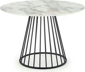 Masa rotunda sufragerie BRODWAY, alb cu efect de marmura, 110x110x75 c