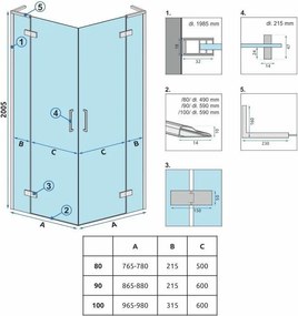 Cabina dus REA Hugo Double 80x80 Copper Brush