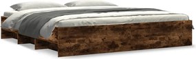 vidaXL Cadru pat fără saltea Stejar afumat 200x200 cm Lemn prelucrat